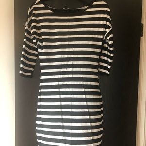 Express Black & White Stripe Shirt Dress